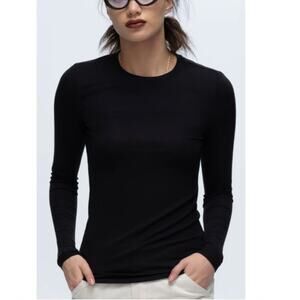 NWT ATM Anthony Thomas Melillo Modal Rib Long Sleeve Tee Black Unisex Size XL